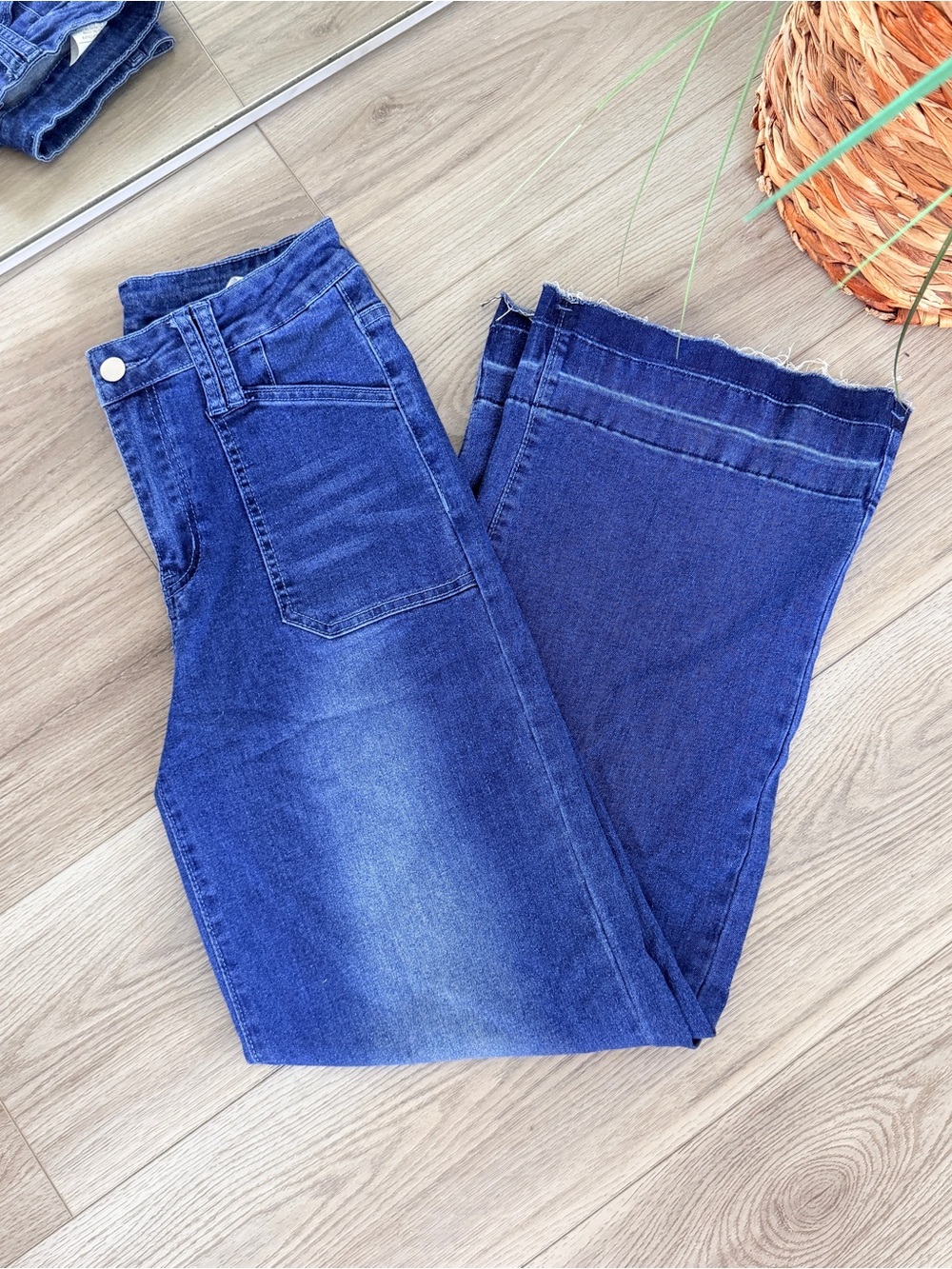 High-Rise Wide Leg Jeans in Deep Blue